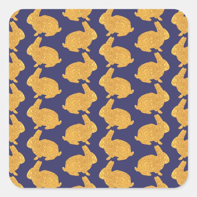 Golden Bunnies Square Sticker (Front)