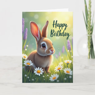 Golden Bunny Birthday Card