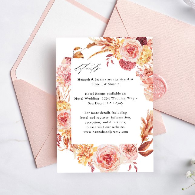 Golden Burgundy & Blush Pink Floral Enclosure Card (Creator Uploaded)