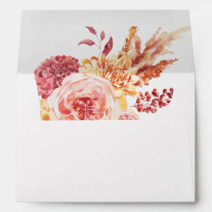 Golden Burgundy Blush Pink Floral Envelope