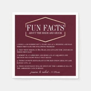 Golden Burgundy Fun Facts Personalised Napkin