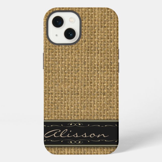 Golden Burlap iPhone 6 Custom Monogram Case (Back)