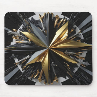 "Golden Burst: Futuristic Star Mouse Mat