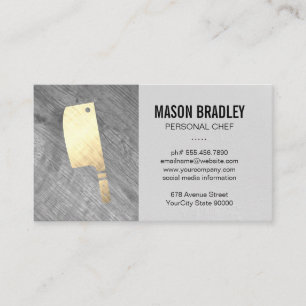 Golden Butcher Knife   Chef Business Card