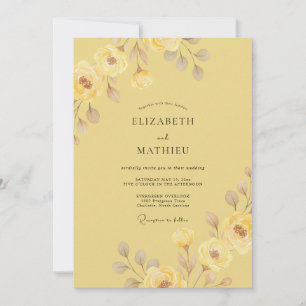 Golden Buttercream Petal Wedding Invitation