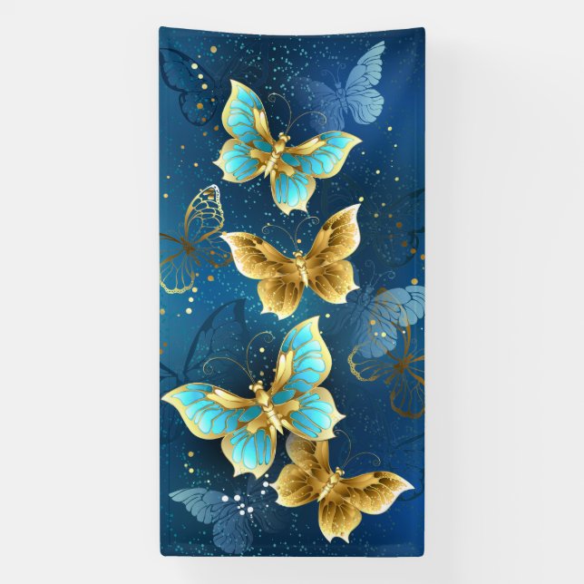 Golden butterflies banner (Vertical)