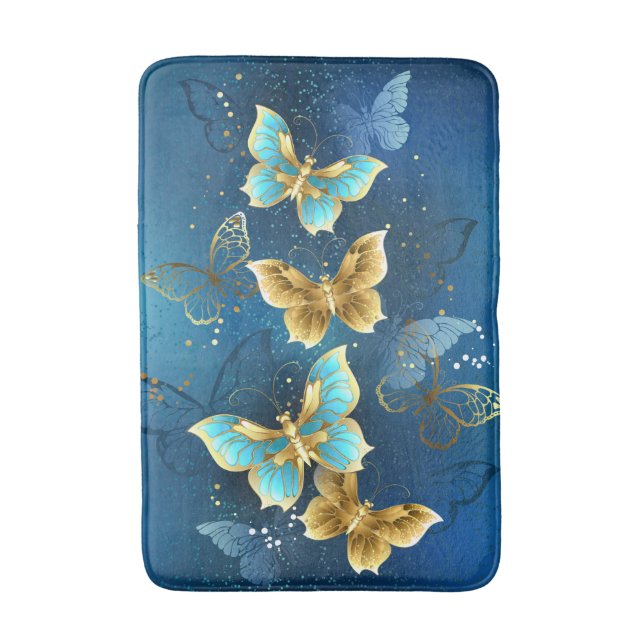 Golden butterflies bath mat (Front Vertical)