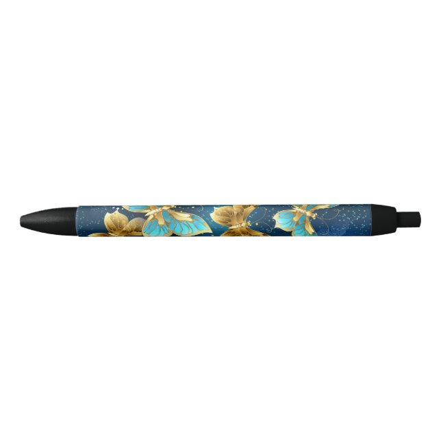 Golden butterflies black ink pen (Front)