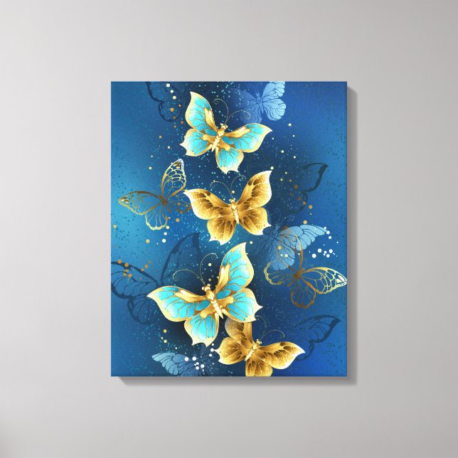 Golden butterflies canvas print (Front)