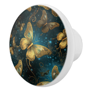 Golden Butterflies Ceramic Knob