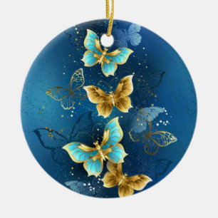 Golden butterflies ceramic tree decoration