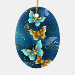 Golden butterflies ceramic tree decoration