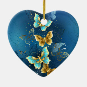 Golden butterflies ceramic tree decoration