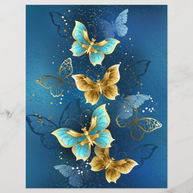 Golden butterflies custom letterhead (Front)