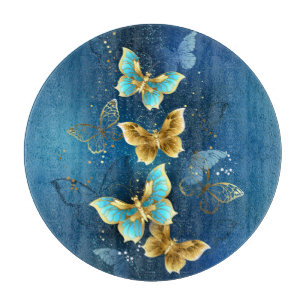 Golden butterflies cutting board