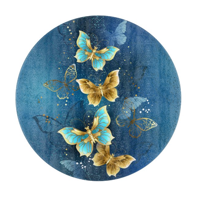 Golden butterflies cutting board (Front)