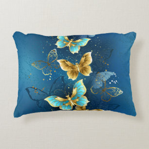 Golden butterflies decorative cushion