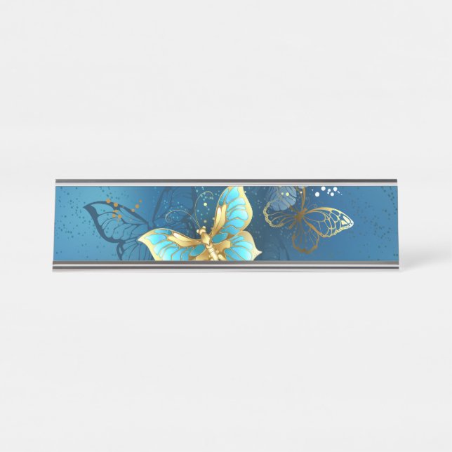 Golden butterflies desk name plate (Front)