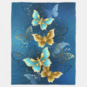 Golden butterflies fleece blanket