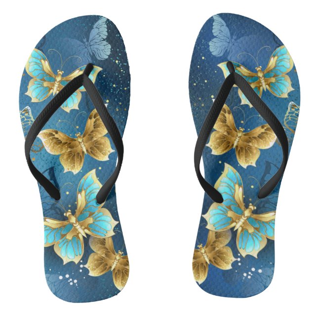 Golden butterflies flip flops (Footbed)