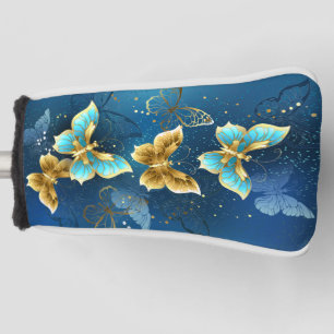 Golden butterflies golf head cover