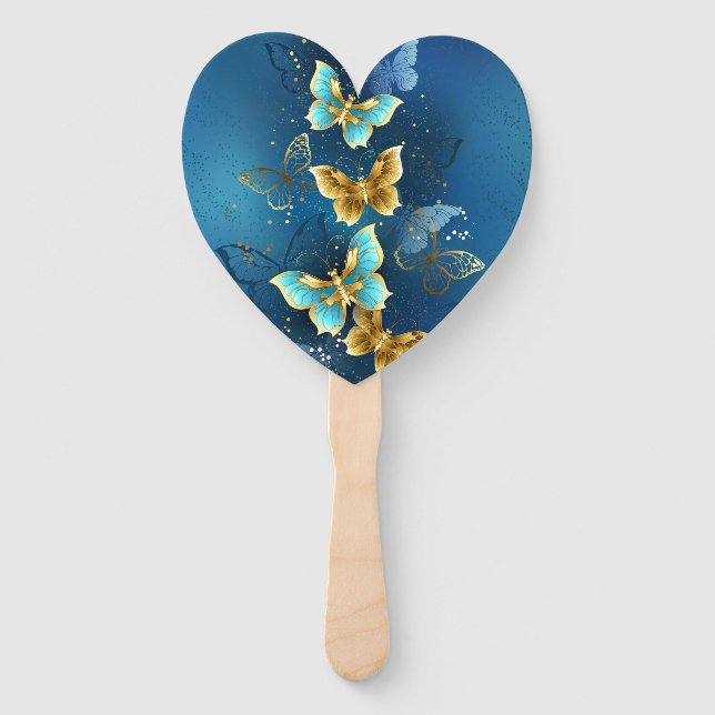 Golden butterflies hand fan (Front)