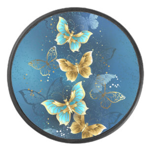Golden butterflies hockey puck