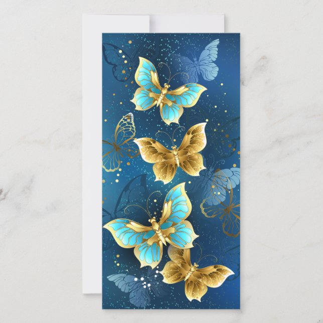 Golden butterflies holiday card (Front)