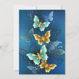 Golden butterflies invitation