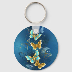 Golden butterflies key ring