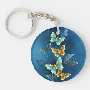 Golden butterflies key ring