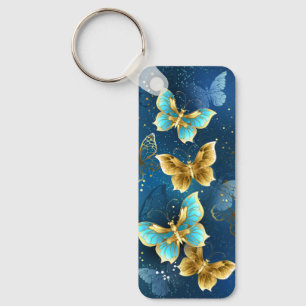 Golden butterflies key ring