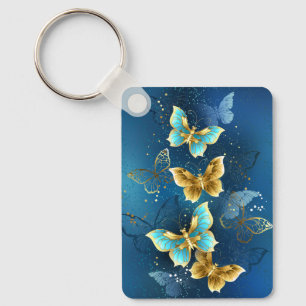 Golden butterflies key ring