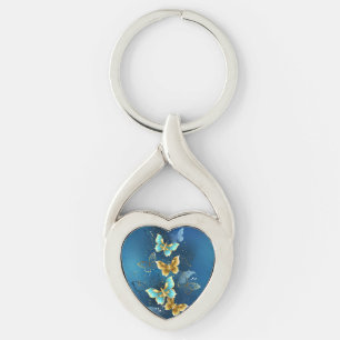 Golden butterflies key ring