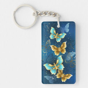 Golden butterflies key ring