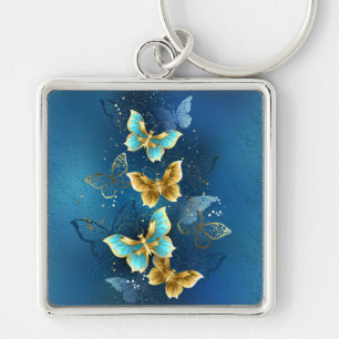 Golden butterflies key ring