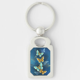 Golden butterflies key ring