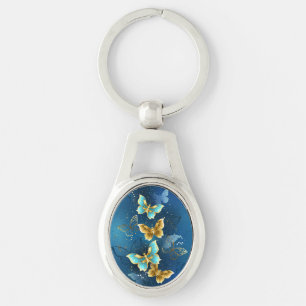 Golden butterflies key ring