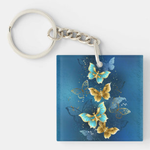 Golden butterflies key ring