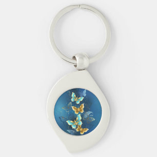 Golden butterflies key ring