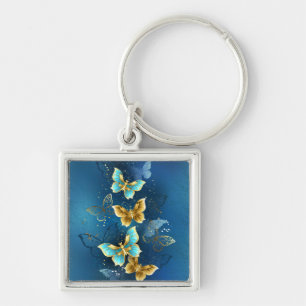 Golden butterflies key ring