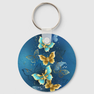 Golden butterflies key ring