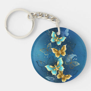 Golden butterflies key ring