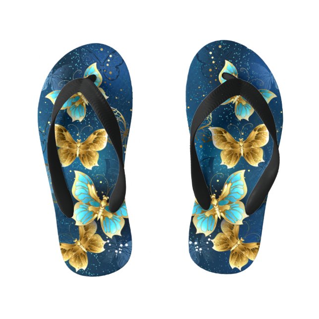 Golden butterflies kid's flip flops (Footbed)