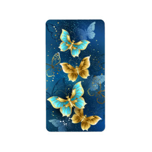 Golden butterflies label