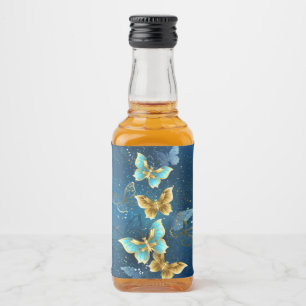 Golden butterflies liquor bottle label