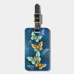 Golden butterflies luggage tag