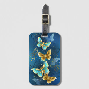 Golden butterflies luggage tag