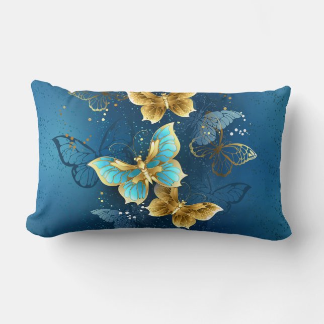 Golden butterflies lumbar cushion (Front)