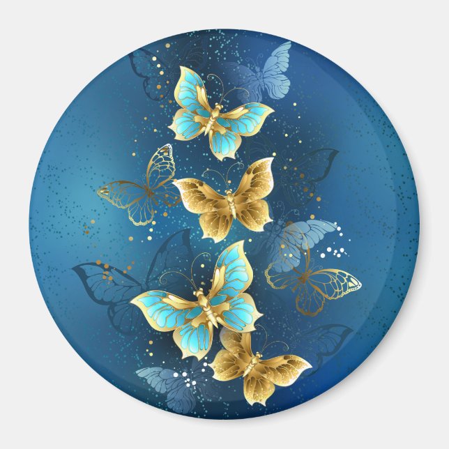 Golden butterflies magnet (Front)